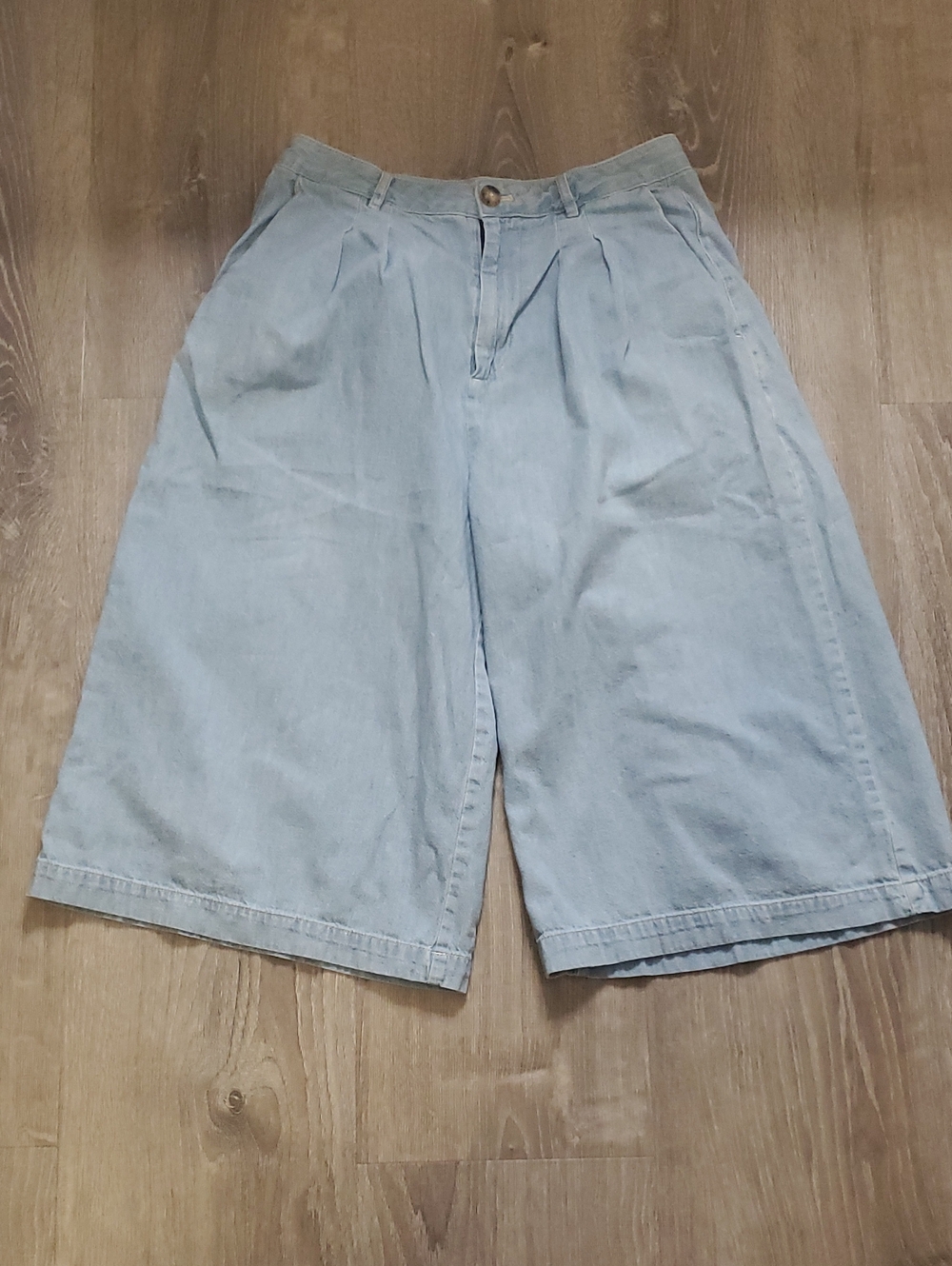 Anthro Pilcro Mina Pleated Chambray Culottes Wide Leg Crop 28